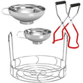 4 Pieces Canning Kit, 1PC Canning Rack+ 1PC Jar Lifter Tong+ 2PC Funnels, Stainless Steel Canning Supplies for Mason