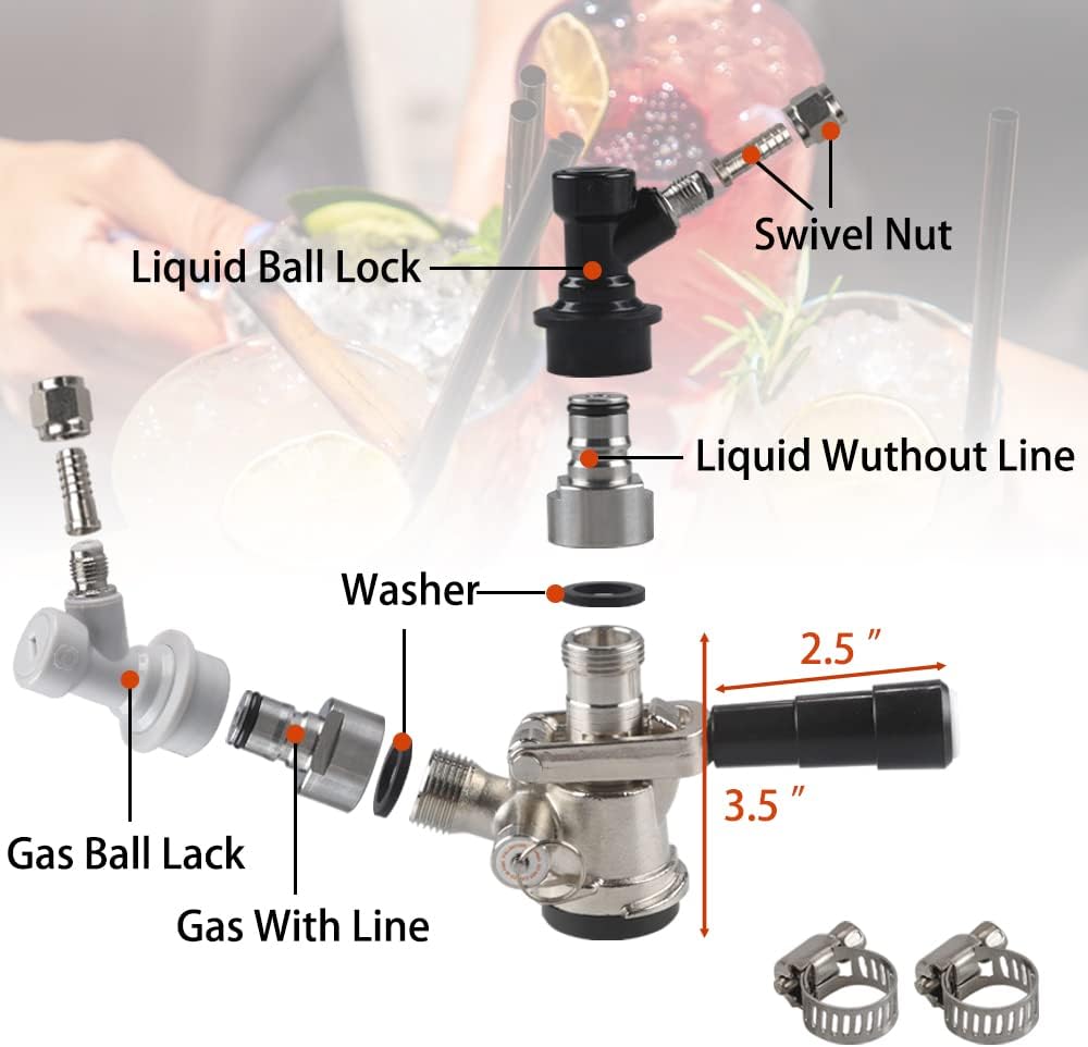 Sankey Kegerator D Type Keg Coupler D Keg Tap Dispenser with Keg Coupler Adapter Ball Lock Conversion Kit Ball Lock