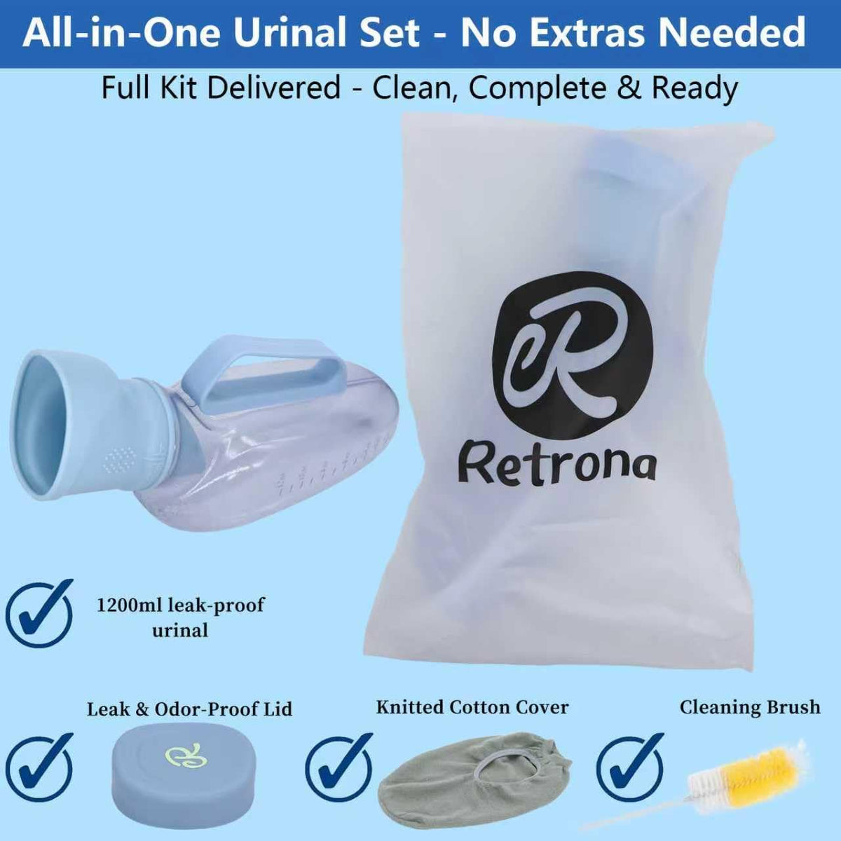 Male Urinal for Men, 40oz/1200ml Soft Silicone Spill Proof Urine Bottle