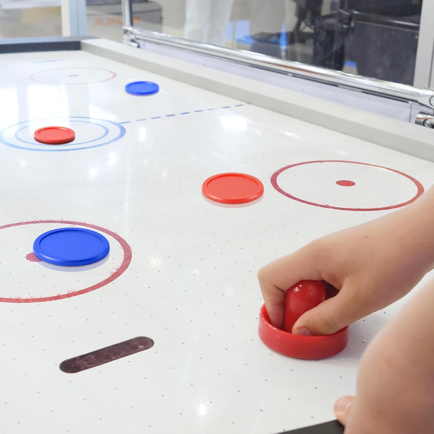 8 Pcs Air Hockey Pucks Compatible with Standard Pushers and Goal, Replacement Air Hockey Accessories for Game Room