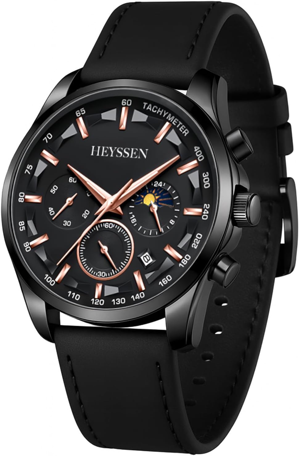 Watches for Men Chronograph Analog Luminous Quartz Watch Blue Black Luxury Genuine Leather Mens Watches Business