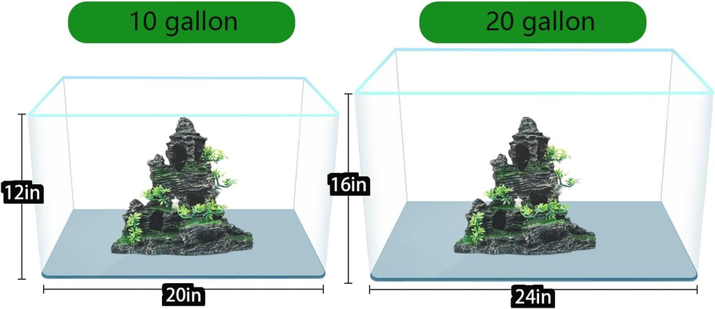 Large Aquarium Decor - Fish Tank Decorations with Mountain View Stone Ornament, Ideal for Betta, Snails, Turtle
