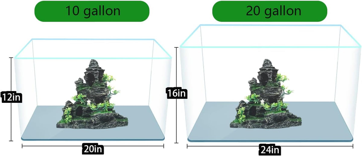 Large Aquarium Decor - Fish Tank Decorations with Mountain View Stone Ornament, Ideal for Betta, Snails, Turtle