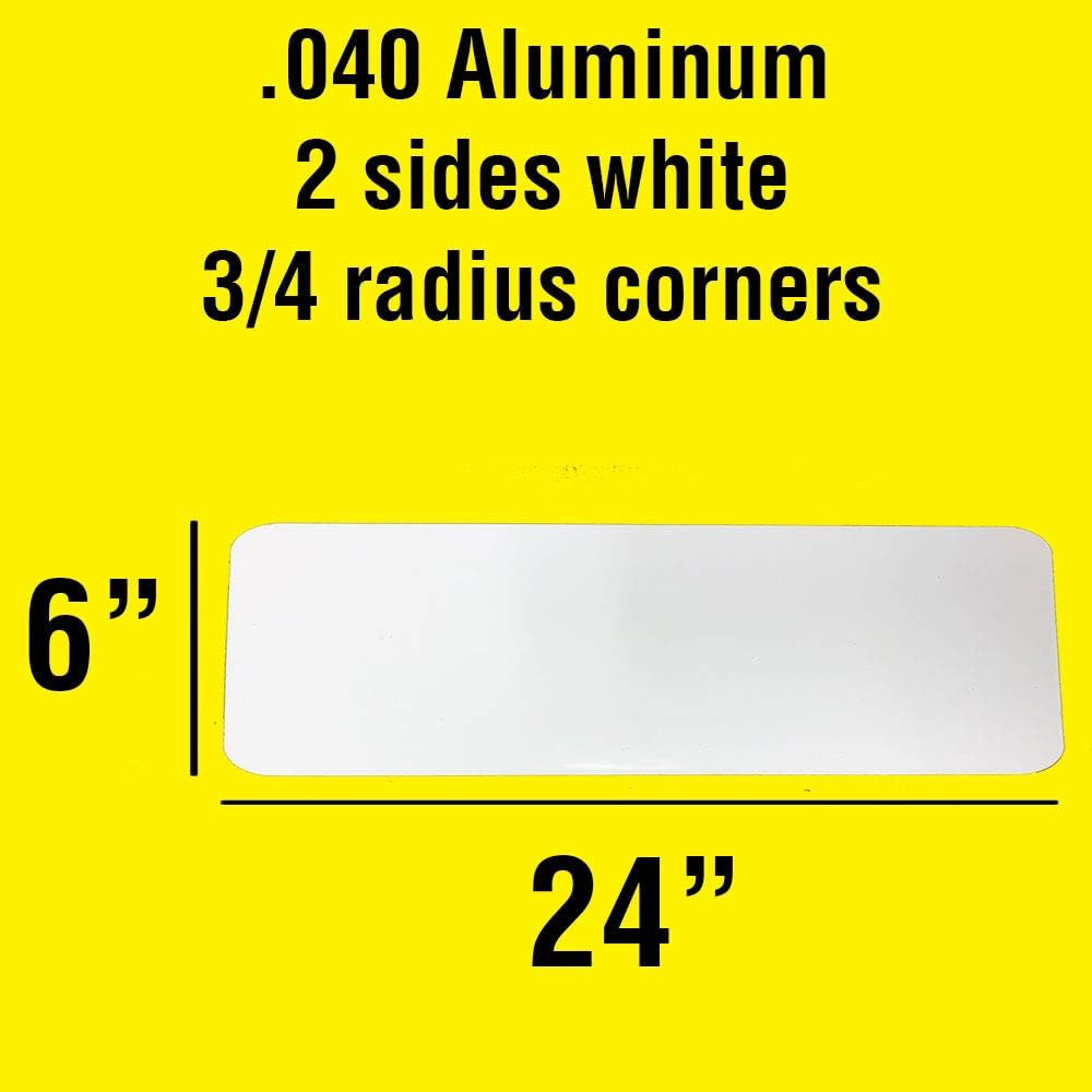 White Metal Sign Blank (Aluminum) | 6 x 24 Inch .040 Aluminum | Double sided with 3/4 Inch Rounded Corners (18)