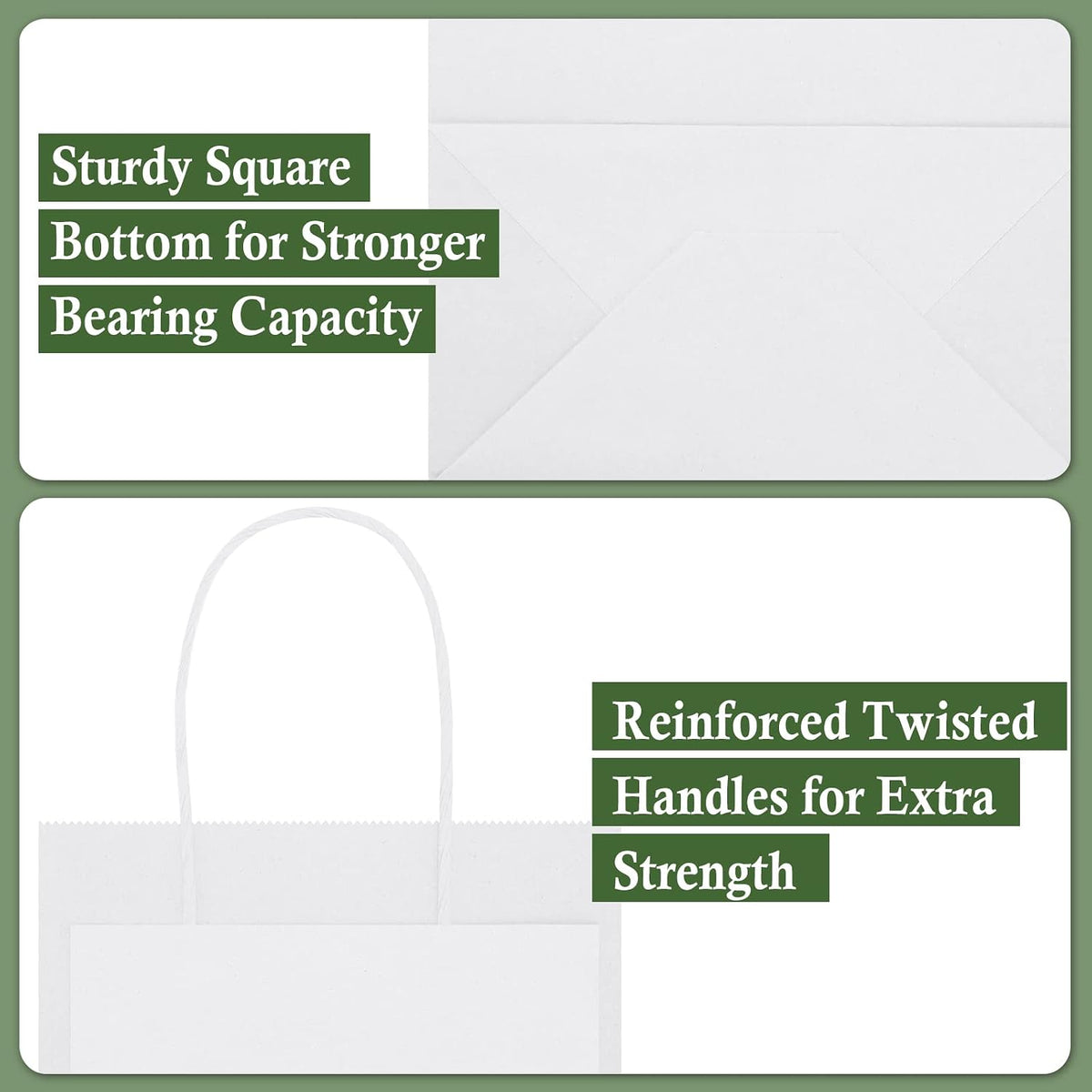 45Pcs White Paper Bags with Handles, Assorted Sizes Gift Bags Kraft