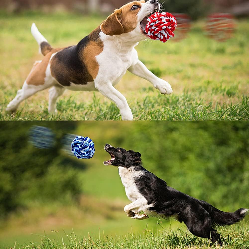 Pet Chew Toy, Knots Weave Cotton Rope, Biting Small Ball for Dogs & Cats, 3 in One Pack
