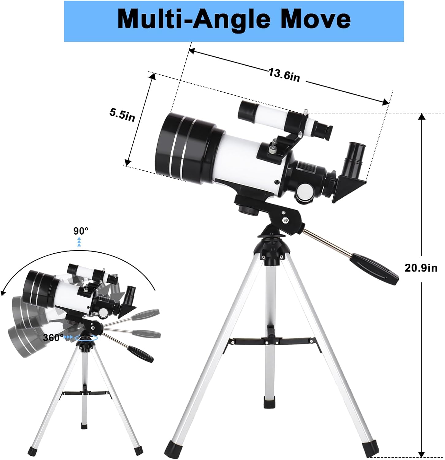 70mm Aperture Portable Refractor Telescope with Tripod and Phone Adapter
