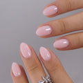 Extra Short Almond Press On Nails, Blush Veil Nude Pink, Soft Gel