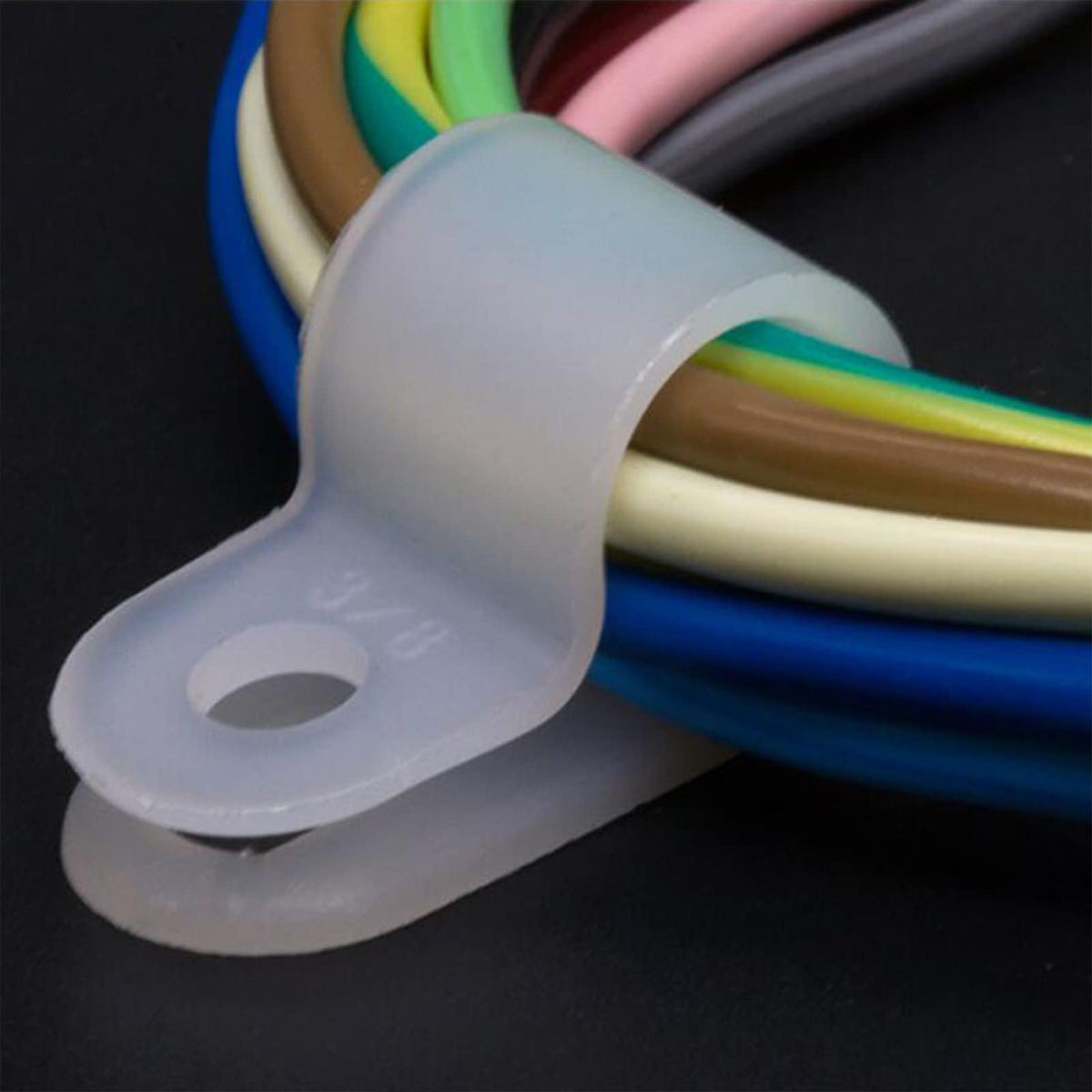 Teansic 200Pcs White Nylon U-Type Cable Clamps, 1/8 Inch Wire Organizer
