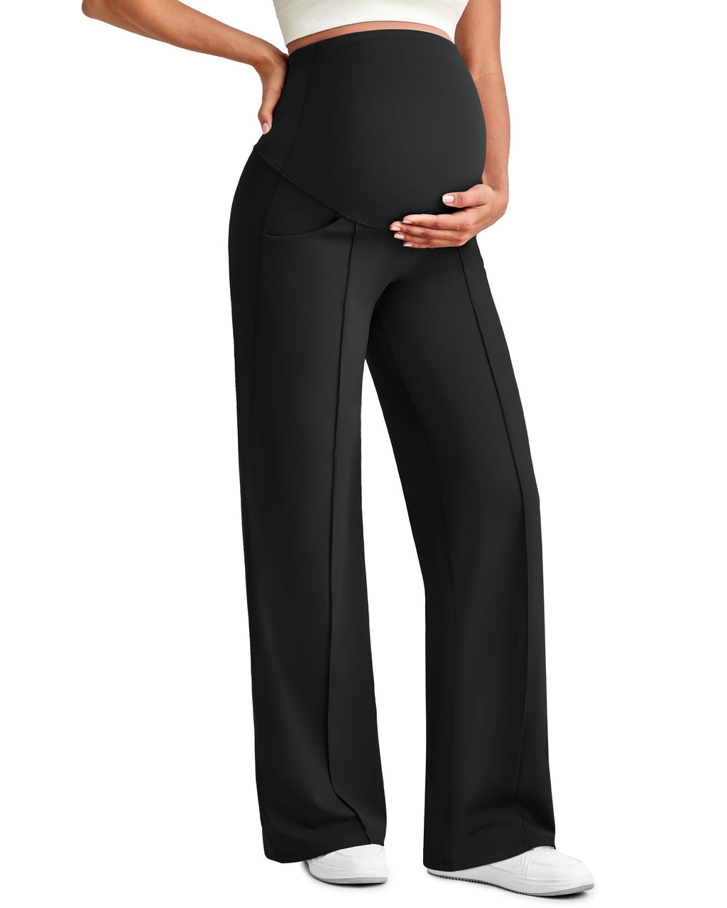 Maternity Dress Pants Pregnancy Outfits for Work,Black,M,Regular