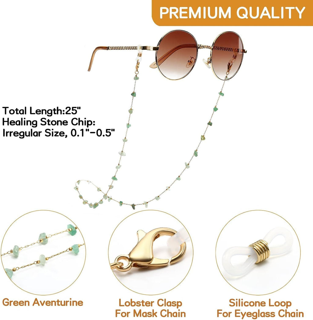 Eyeglass Chain for Women Stylish Mask Lanyard Natural Crystal Mask Chain Eye Glasses Holder Strap