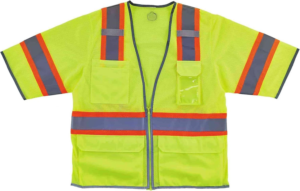 unisex adult Two-tone Hi-vis Class 3 Two Tone Hi Vis Surveyor Vest Zipper, Lime, Large-X-Large US