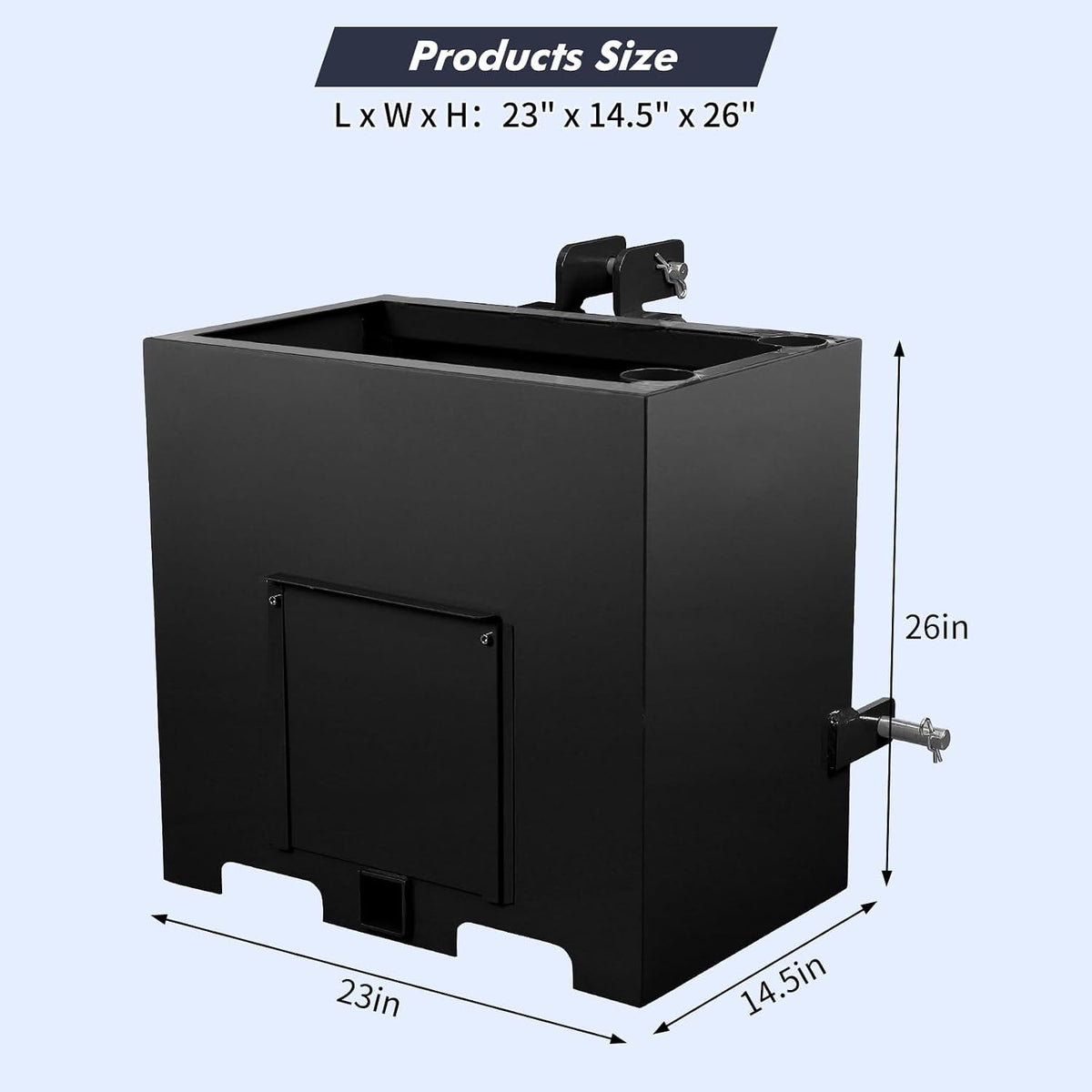 3 Point Tractor Ballast Box Storage Counterweight Attachment Black | Category 1 Fit, 800lbs Load Capacity, Steel