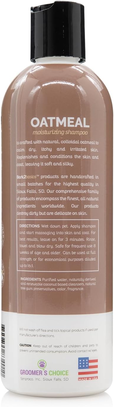 Oatmeal Dog Shampoo, 16 oz - Natural Colloidal Oatmeal, Natural Ingredients, Calms Dry Itchy Irritated Skin