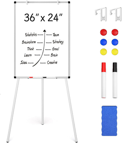 Magnetic Whiteboard Easel Stand, Dry Erase 36 x 24 White Board with Stand | 3' x 2' Flipchart Easel Stand