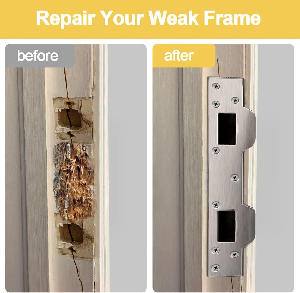 Door Strike Plate Reinforcement Plate - Front Door Security Devices Metal Striker Plates Door Latch Plate with 5-1/2