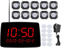Wireless Calling System with Time Display, 10 Buttons, 1 Receiver, Restaurant Pager, 200m Range