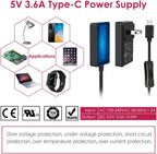 GeeekPi 18W 5V 3.6A Power Supply for Raspberry Pi 4/Orange Pi 5&5B, Type C with ON/Off Switch and Micro USB Adapter