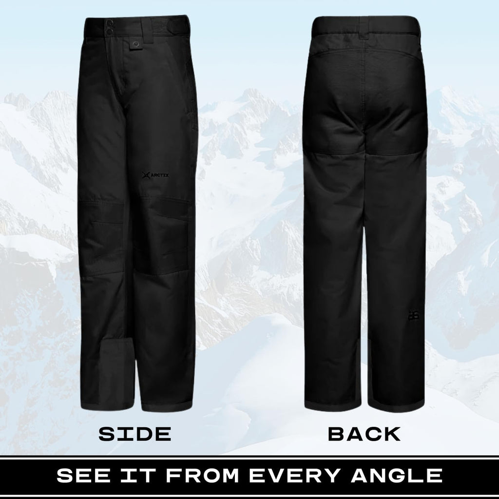 Kids Snow Pants with Reinforced Knees and Seat, Black, Small