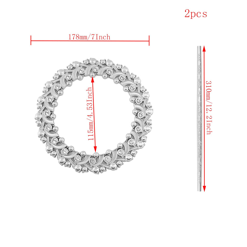2 Pack Silver Curtain Tiebacks Round Drapery Holdbacks, 20 Crystals