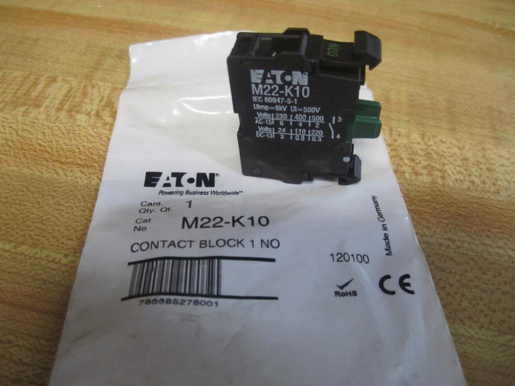 Eaton / Control Automation M22-K10 Accessory, Contact Block, No Contact Configuration, Screw Terminal