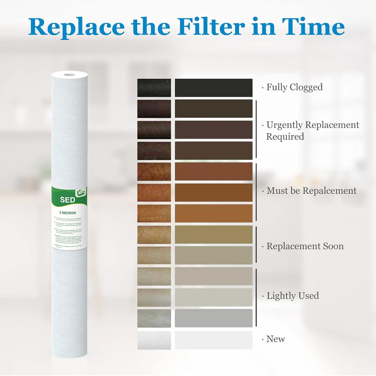 5 Micron Water Filter 20" x 2.5" Replacement Cartridge, 6-Pack