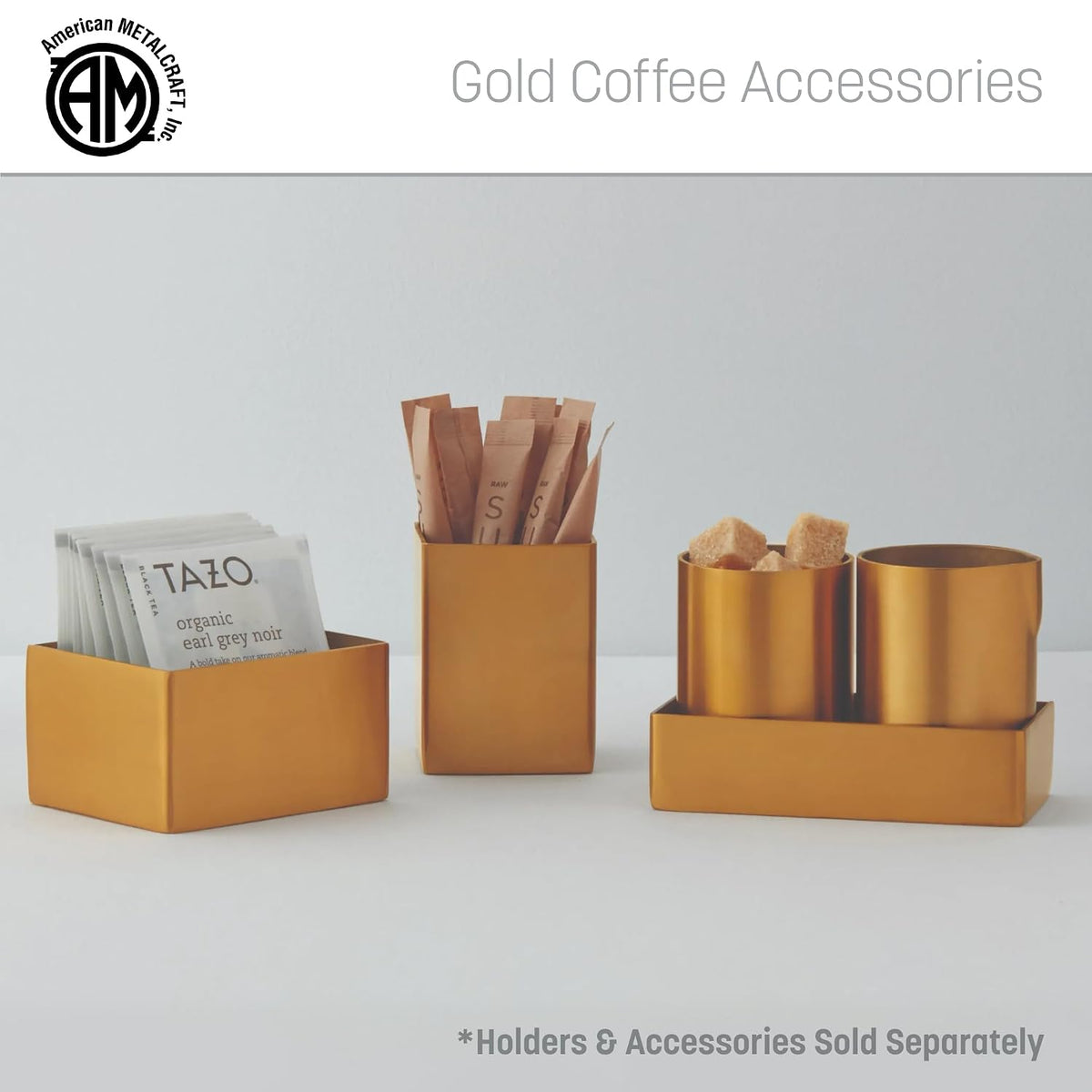 GSPH4 Rectangular Gold Sugar Packet Holder, Satin Finish, 2-3/4 inches L Square