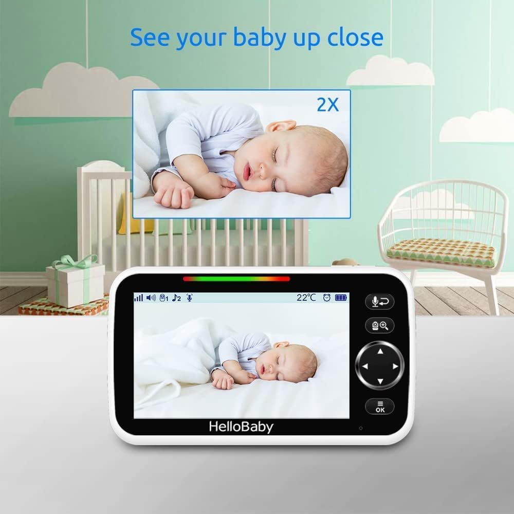 No WiFi Baby Monitor 2 Cameras and Audio HB6550, 5" Video Screen | Trusted by 10M+ Families, Private No-WiFi, 2-Room