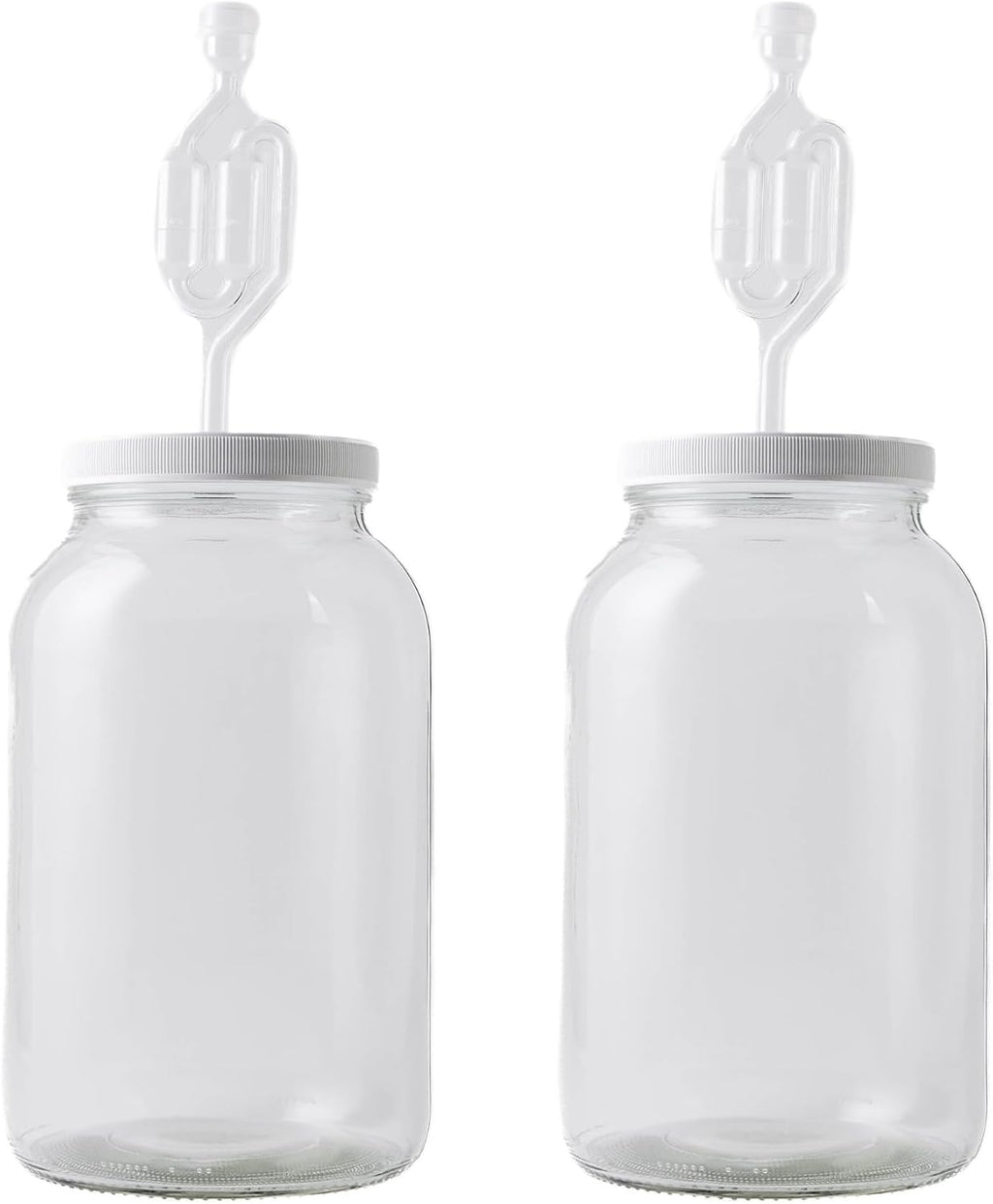 2-Pack 1 Gallon Glass Jar with Lid | Wide Mouth Twin Bubble Airlock Set | Heavy-duty Glass Jars with Airtight Lid for