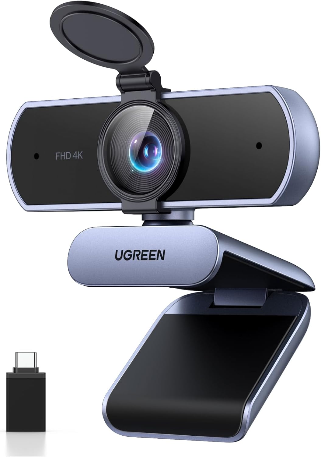 4K Webcam for PC Ultra HD Web Camera with Microphone, Privacy Cover, 70° Fov, PDAF Autofocus, USB A & USB C Adapter