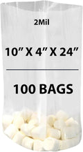 Clear Gusseted Bags, 2Mil 10" X 4" X 24" & 100 Bags | LDPE Material, For Food Packaging, Storage & Display | Heat
