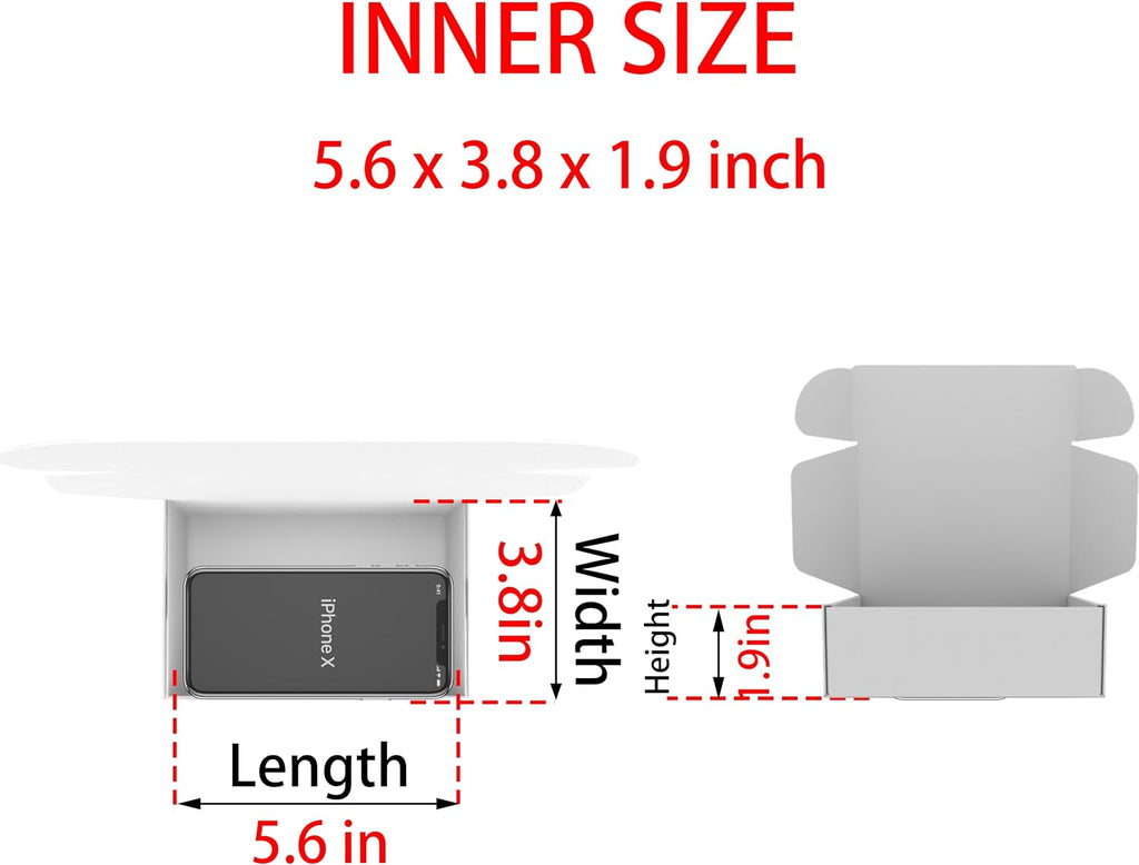 6x4x2 Shipping Boxes Set of 50, Black Mailer Corrugated Cardboard Box
