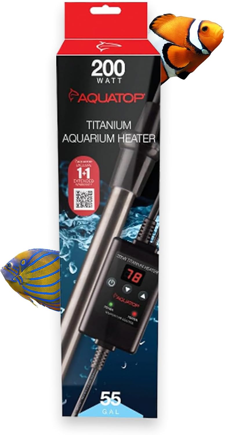 Titanium Heater with Controller - Adjustable Temperature for Aquariums Up to 55 Gallons - Ideal for Turtles & Large