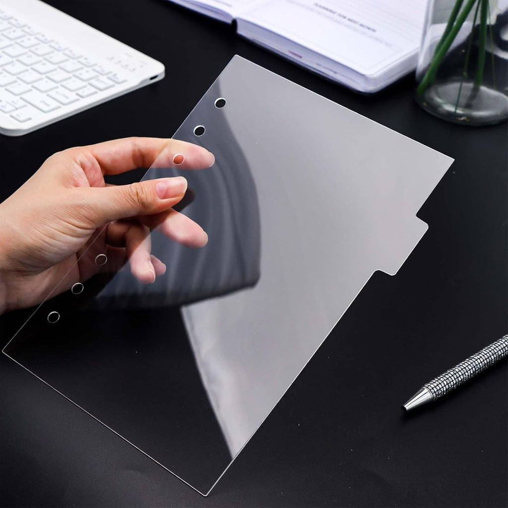 A5 Binder Dividers Planner Inserts 6 Tabs Clear 1mm Thick Acrylic Index Divider 6 Sheets Refillable Page Protectors