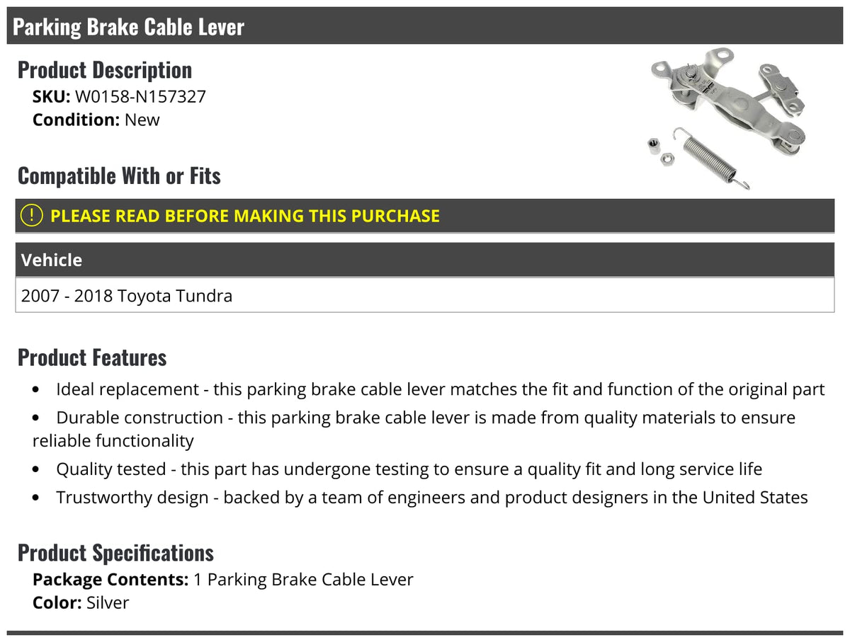 Parking Brake Cable Lever - Compatible with 2007-2018 Toyota Tundra