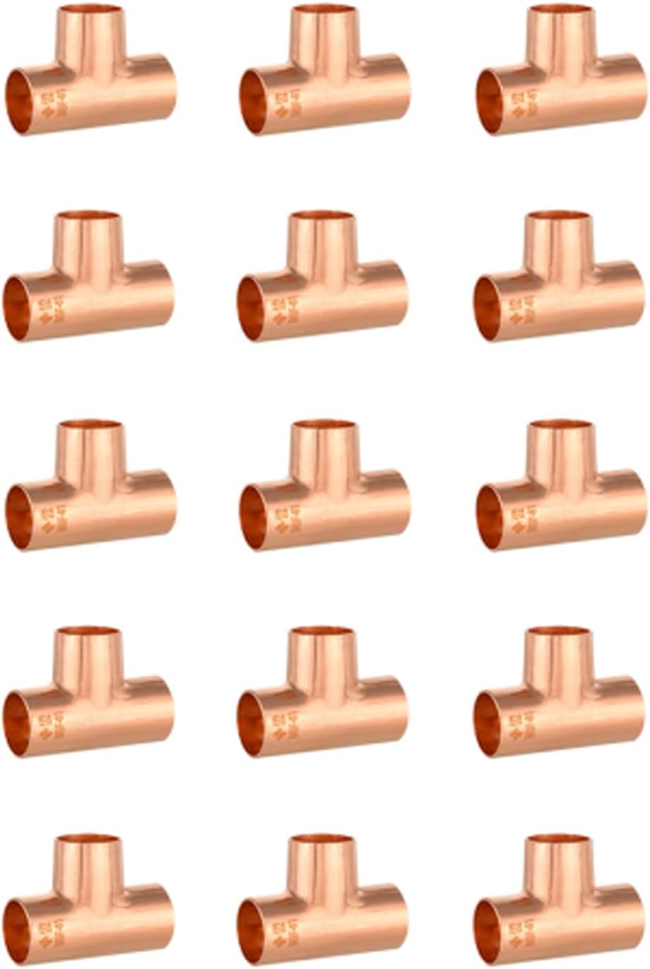 15PACK GUOFIS 3/4"Copper Sweat Tee Fitting,Solder Connection(COPPER011-15)