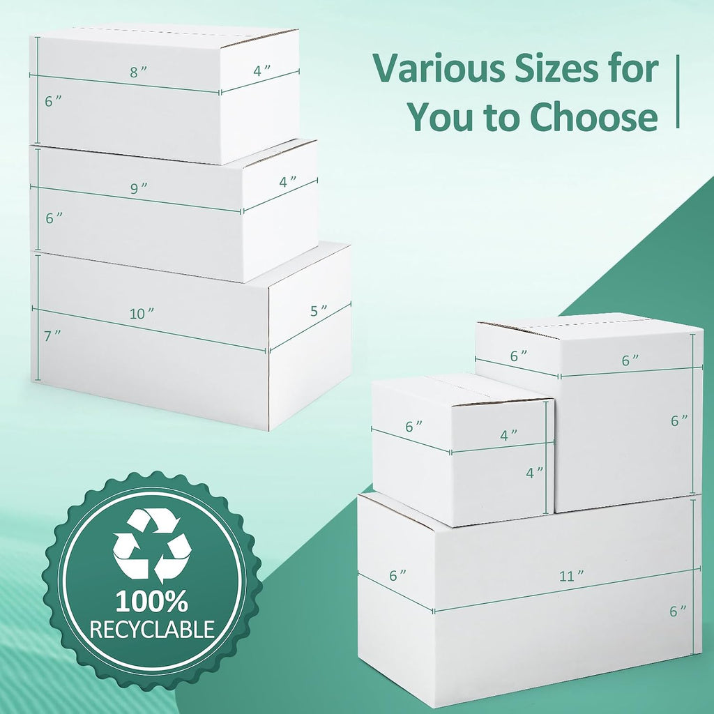 9x6x4-Small-Shipping-Boxes-30-Pack-White-Corrugated-Box-Mailers, Cardboard Boxes for Packaging Small Business, Mailing