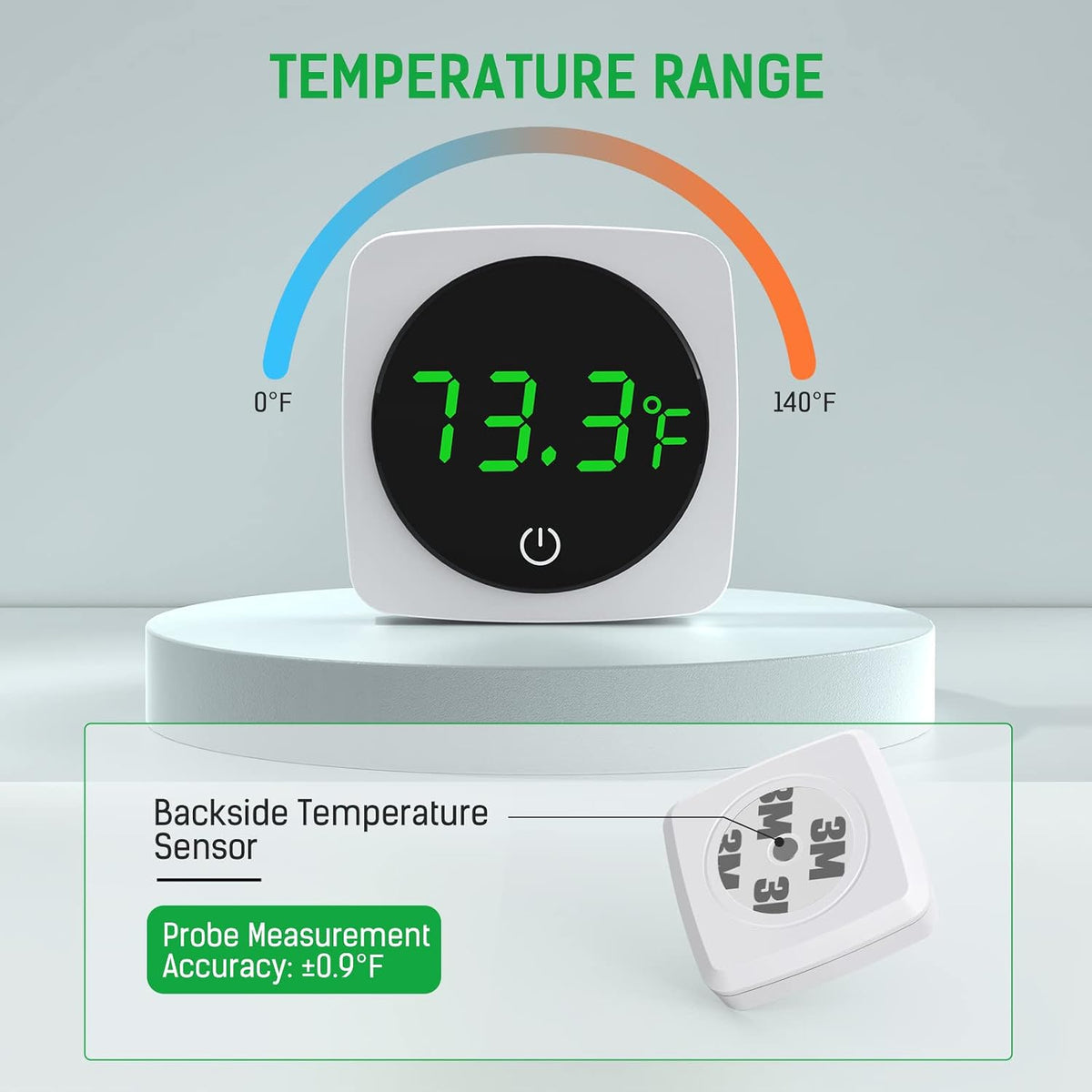 Aquarium Thermometer, LED Digital Fish Tank Thermometer, White