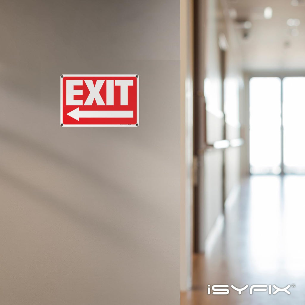 iSYFIX Exit Sign with Left Arrow, Plastic Panel, 10x7 Inch, 2 Pack