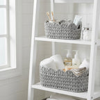 Set of 2 Scalloped Baskets, Small Wicker Baskets for Gifts, Grey