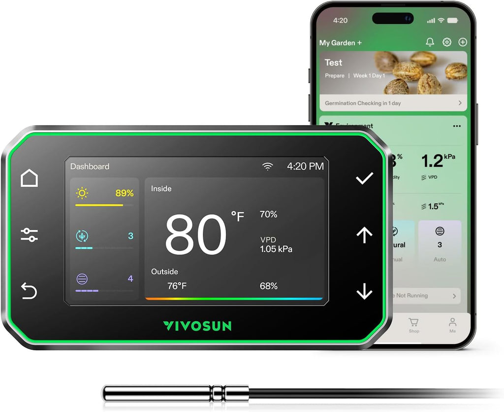 E42A+ GrowHub Environmental Controller for Grow, Smart APP Control | Temperature, Humidity, VPD, Timer, Cycle