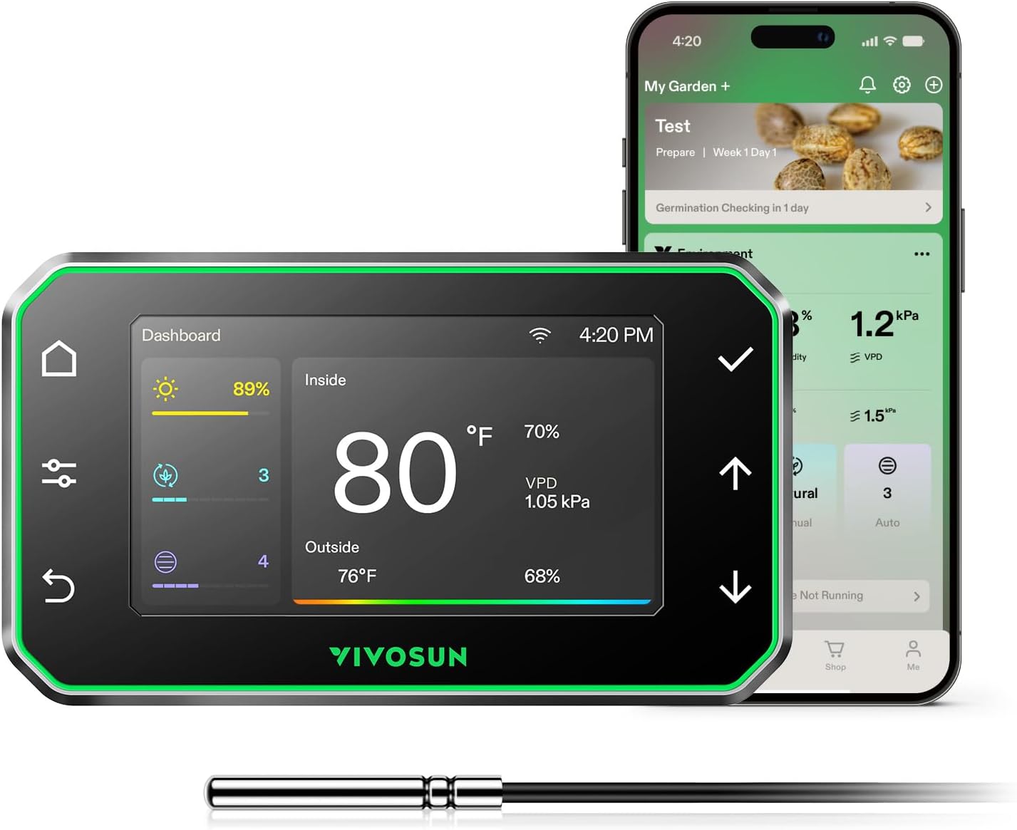 E42A+ GrowHub Environmental Controller for Grow, Smart APP Control | Temperature, Humidity, VPD, Timer, Cycle