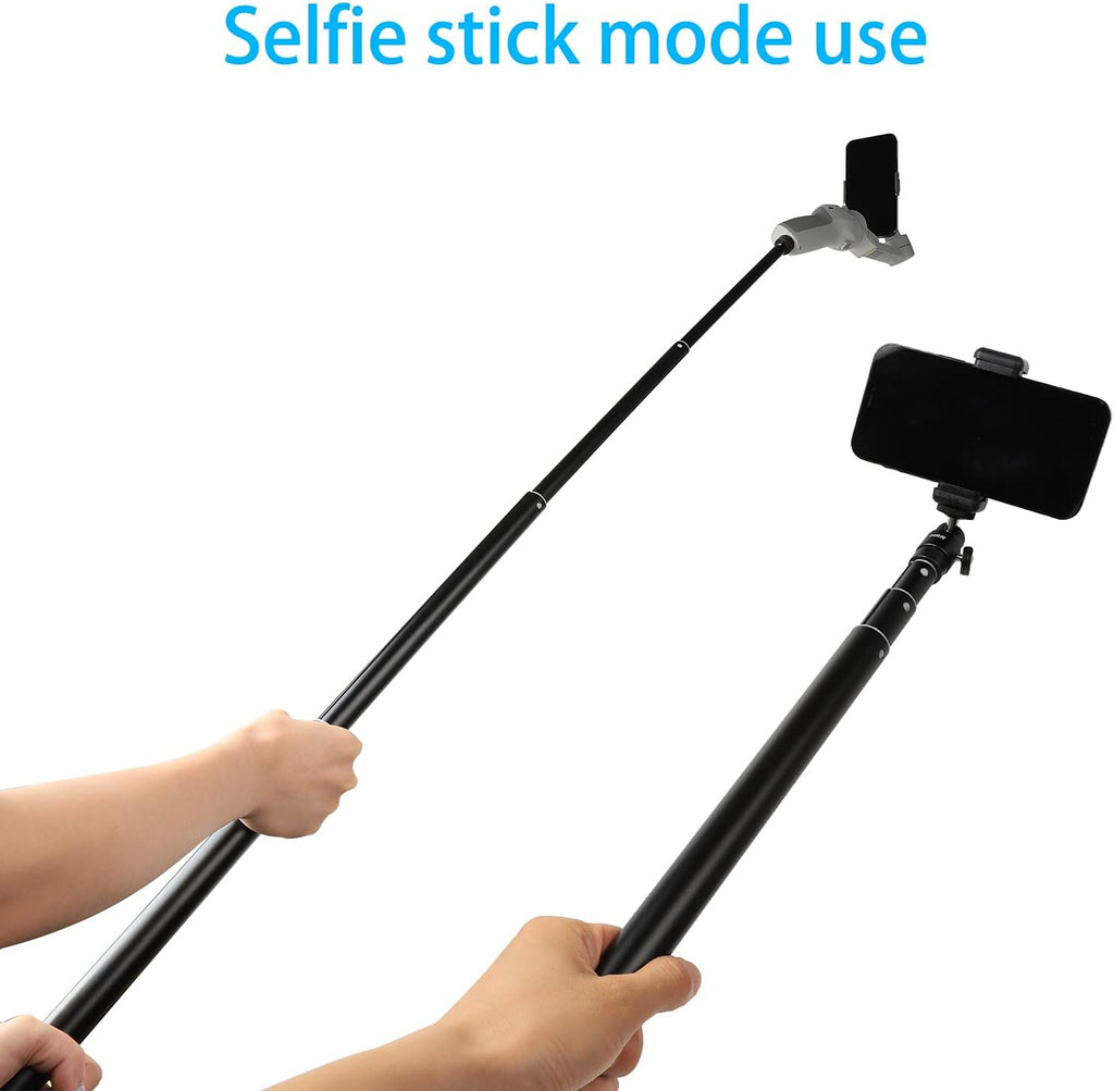 2in1 Tripod Extension Rod 59in Adjustable Selfie Stick with Phone Clip for DJI OM4 SE 5/Osmo Mobile 6 3 2/Feiyu