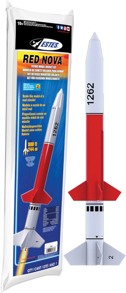 7266 Red Nova Flying-Model-Rocket Kit, Advanced Rocket-Building Kit for Ages 10+
