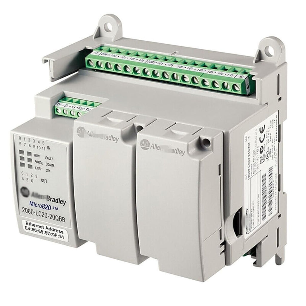 2080-LC20-20QBB Micro820 Controller, 20 I/O Programmable Logic Controller with Embedded Ethernet/IP, 12 Digital Inputs 7 Digital Outputs 24V DC