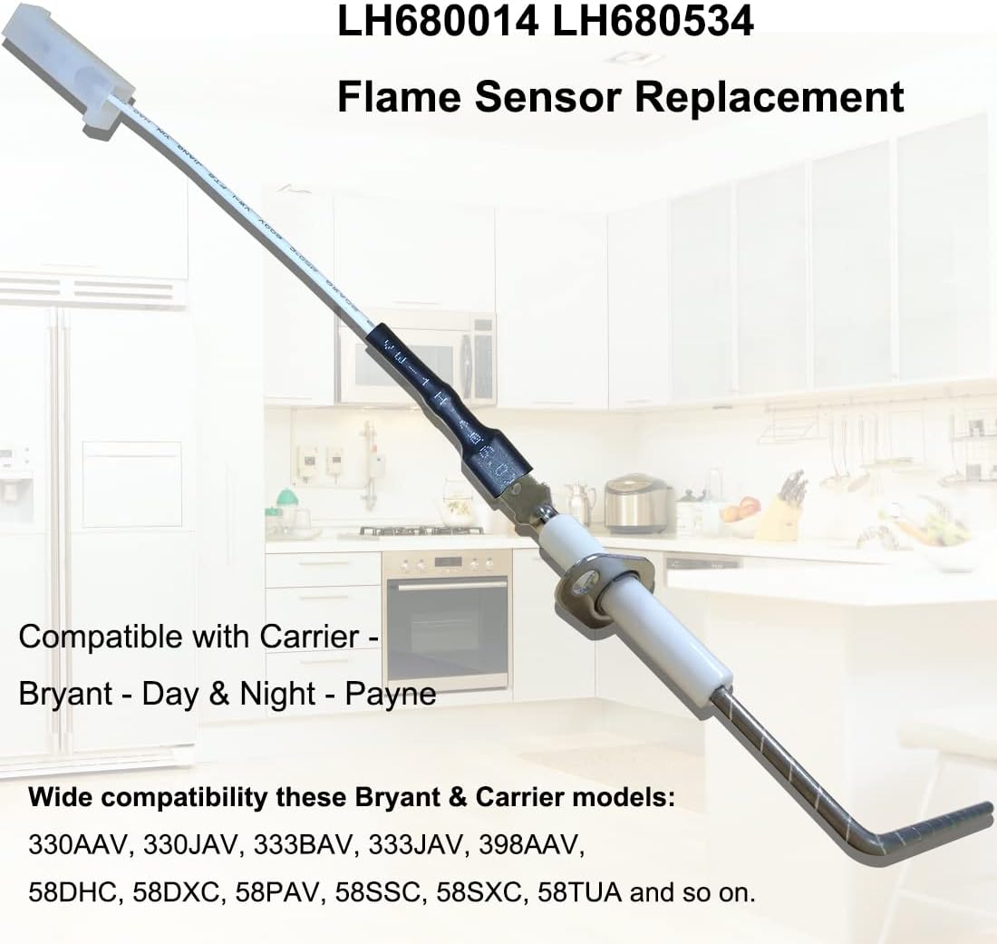 Upgraded LH680014 LH680534 Furnace Electode Flame Sensor Compatible for Carrier Bryant Payne Day & Night Furnaces Fit H680012, LH33WZ511, LH33WZ515,LH33WZ517, LH680014