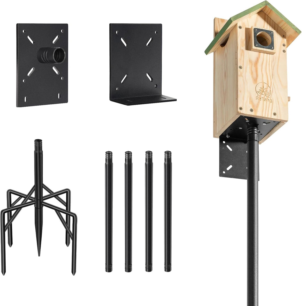 77" Heavy Duty Bird Feeder Pole, Metal Bird House Pole Mount Kit
