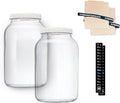 2 One-Gallon Glass Kombucha Jars & Breathable Muslin Cloth Covers, and Rubber bands | 2 Pack Gallon Jars | Perfect
