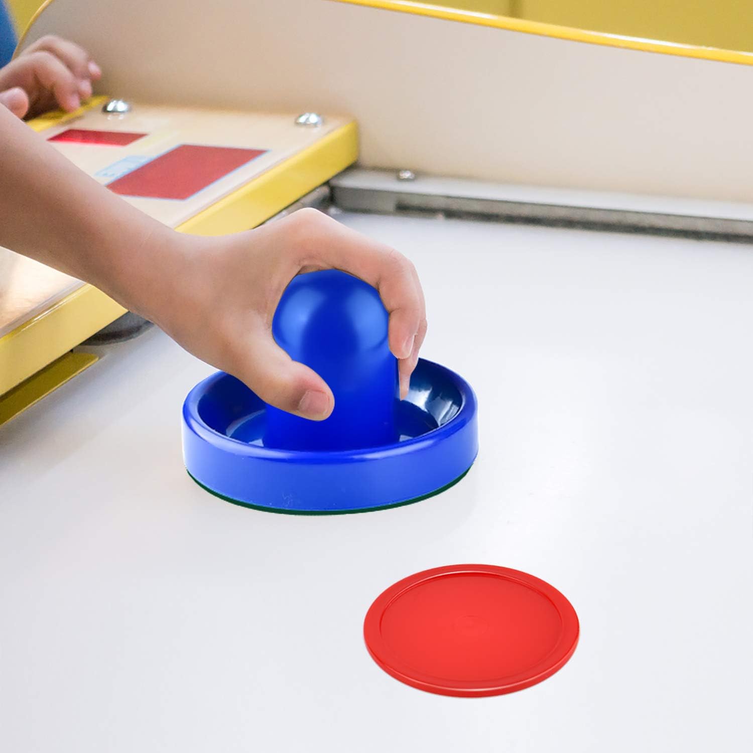 Air Hockey Pushers and Pucks, Air Hockey Paddles with Felt Bottoms, Goal Handles Paddles Replacement Accessories with