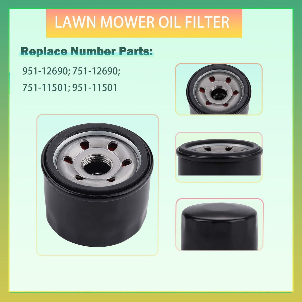 951-12690 Oil Filter for Troy Bilt TB30 TB30R TB42 MTD 751-12690 420cc Lawn Mower Craftsman LT1500 LT4200 R1000 T1200 T1300 T1500 fits for Cub Cadet XT1 CC30H CC800 CR30 Mowers（2 Packs）